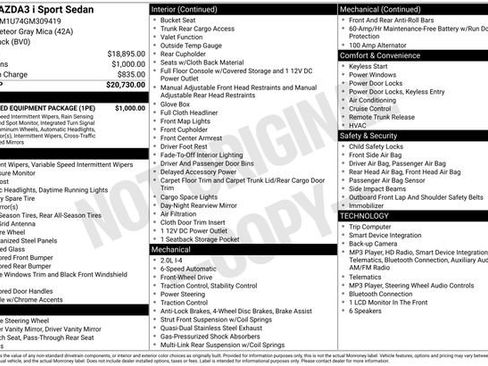 Used 2016 MAZDA MAZDA3 i Sport w/ Preferred Equipment Package FWD image 28