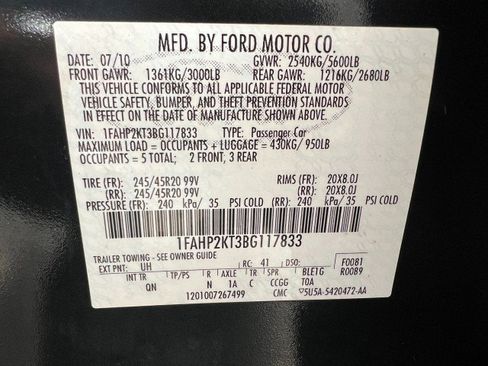 Used 2011 Ford Taurus SHO w/ 402A Rapid Spec Order Code AWD/4WD image 26