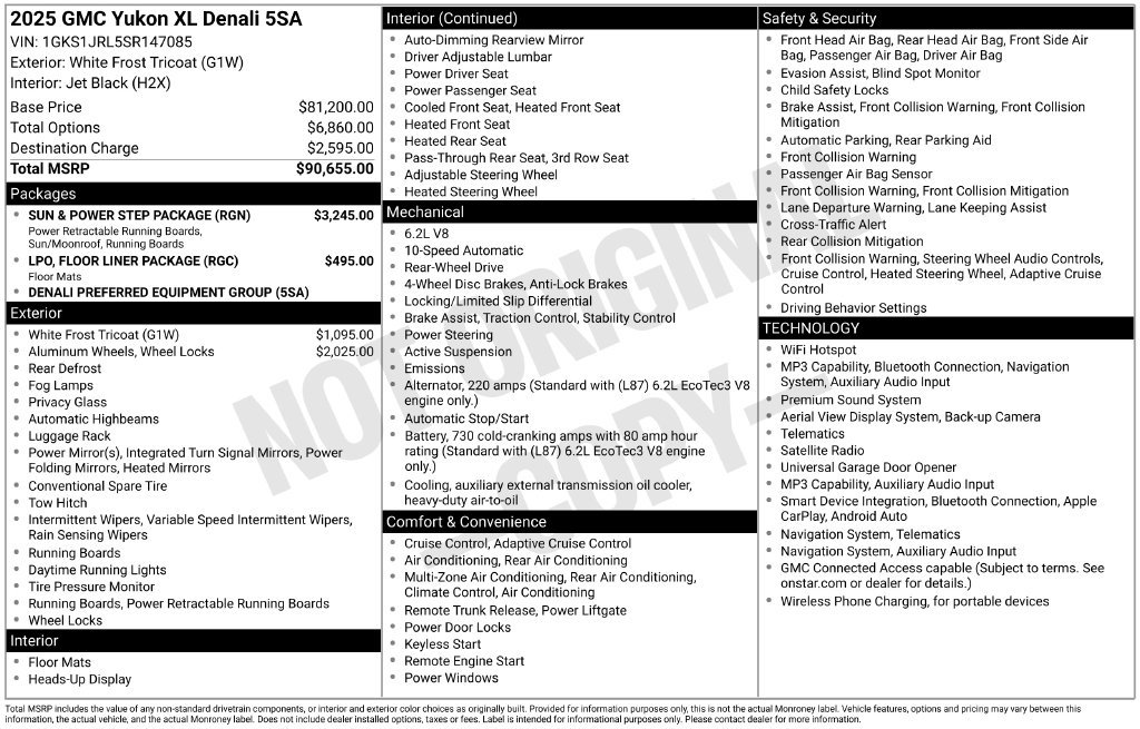 Used 2025 GMC Yukon XL Denali w/ Sun & Power Step Package RWD image 5