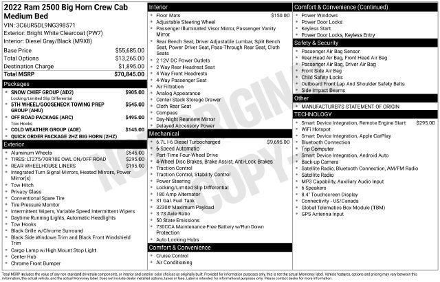 Used 2022 RAM 2500 Big Horn w/ Snow Chief Group AWD/4WD image 13