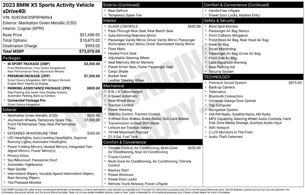Used 2023 BMW X5 sDrive40i w/ M Sport Package RWD image 5