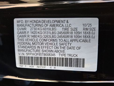 New 2026 Honda Ridgeline Black Edition image 10