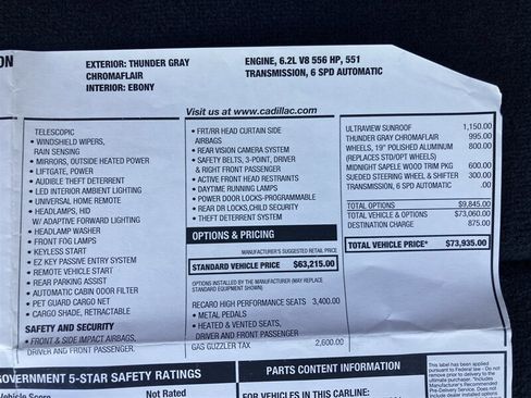 Used 2012 Cadillac CTS V w/ Wood Trim Package RWD image 3