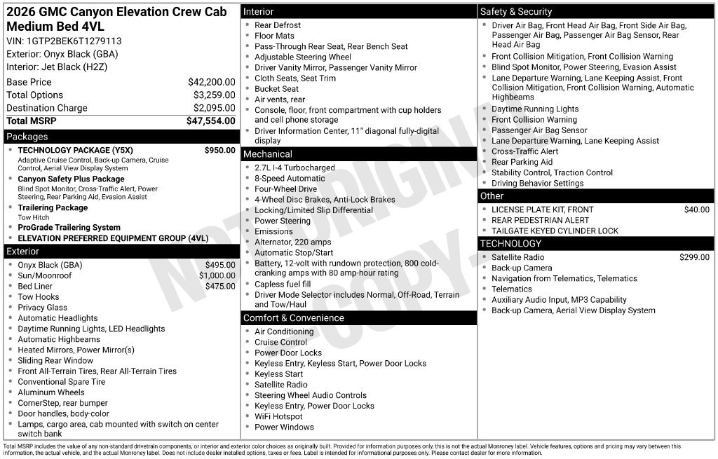 New 2026 GMC Canyon Elevation w/ Technology Package AWD/4WD image 50