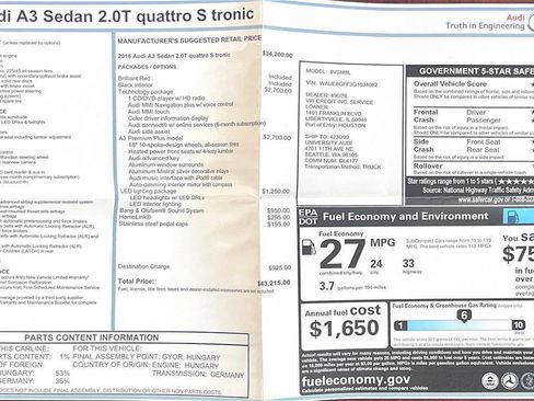 Used 2016 Audi A3 2.0T Premium Plus w/ Technology Package image 29