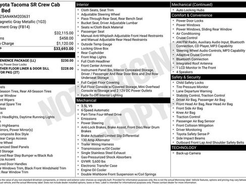 Used 2019 Toyota Tacoma SR w/ SR Convenience Package AWD/4WD image 3