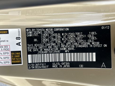 Used 2012 Toyota FJ Cruiser 4WD w/ Convenience Pkg image 28