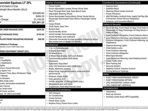 Used 2021 Chevrolet Equinox LT w/ LPO, Floor Liner Package AWD/4WD image 2