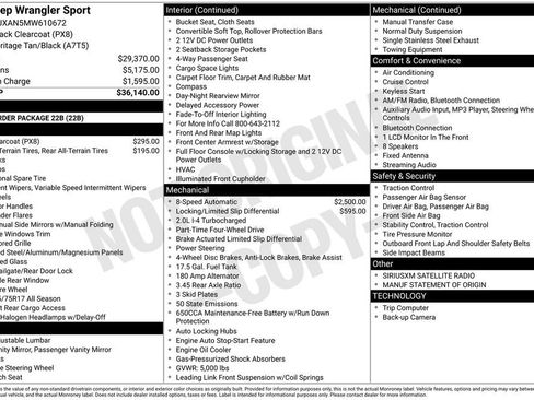 Used 2021 Jeep Wrangler Sport image 2