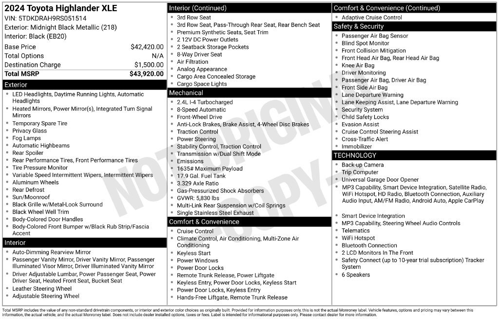 Used 2024 Toyota Highlander XLE FWD image 39