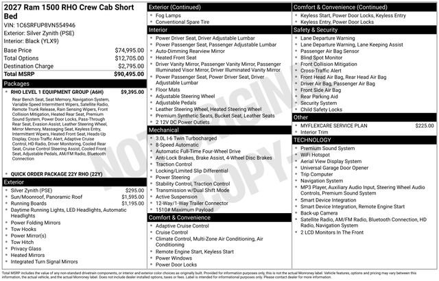 New 2027 RAM 1500 RHO w/ RHO Level 1 Equipment Group AWD/4WD image 1