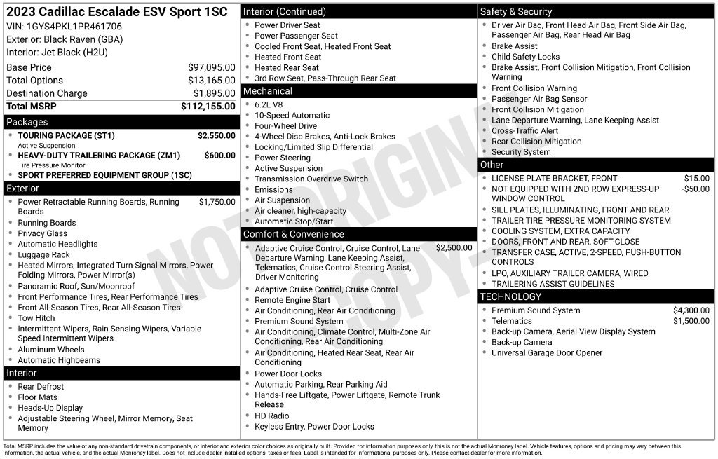 Used 2023 Cadillac Escalade ESV Sport w/ Touring Package AWD/4WD image 4