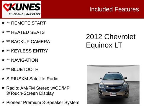 Used 2012 Chevrolet Equinox LT w/ LPO, Protection Package AWD/4WD image 2