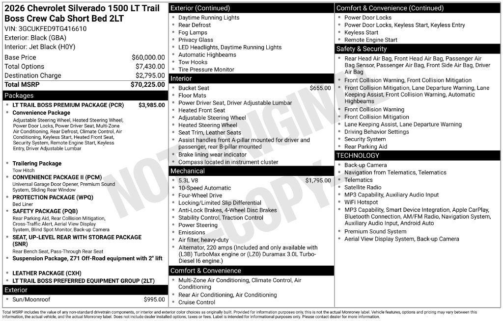 Used 2026 Chevrolet Silverado 1500 LT Trail Boss w/ LT Trail Boss Premium Package AWD/4WD image 6