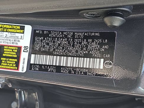 Certified 2022 Lexus ES 300h w/ Premium Package FWD image 35