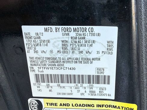 Used 2012 Ford F150 XLT w/ XLT Chrome Pkg AWD/4WD image 21