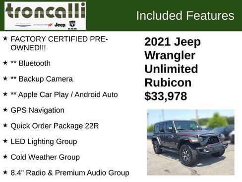 Certified 2021 Jeep Wrangler Unlimited Rubicon AWD/4WD image 5