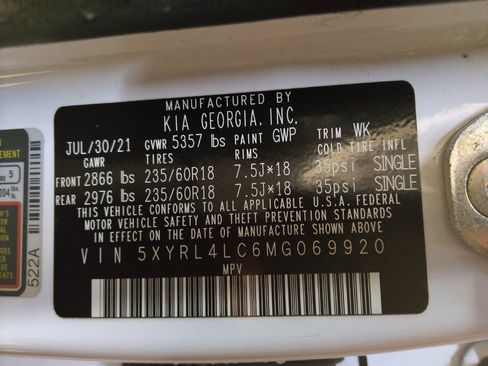 Used 2021 Kia Sorento S w/ Panoramic Sunroof Package FWD image 33