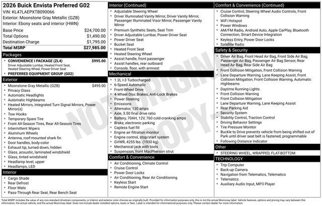 New 2026 Buick Envista Preferred w/ Convenience I Package FWD image 3