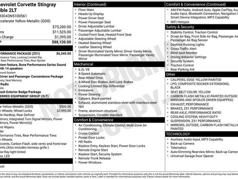 Used 2022 Chevrolet Corvette Stingray Preferred Conv w/ Z51 Performance Package RWD image 6