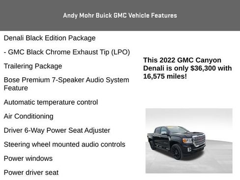 Used 2022 GMC Canyon Denali w/ Denali Black Edition Package image 12