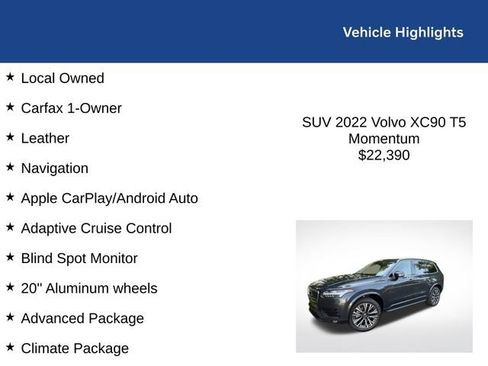 Used 2022 Volvo XC90 T5 Momentum w/ Advanced Package AWD/4WD image 2