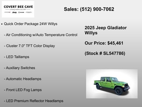 New 2025 Jeep Gladiator Willys image 12