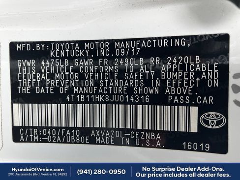 Used 2018 Toyota Camry LE FWD image 25