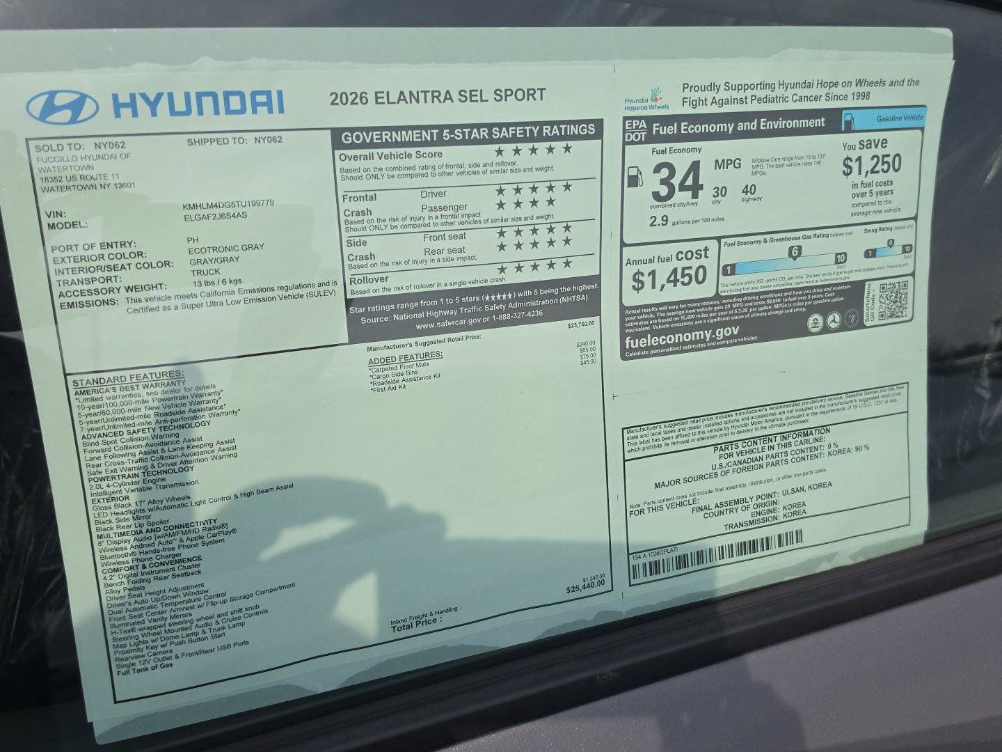 New 2026 Hyundai Elantra Sport FWD image 24