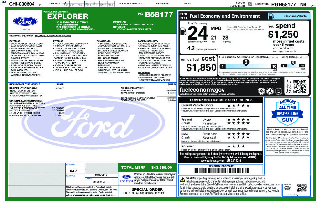 Used 2023 Ford Explorer XLT w/ Equipment Group 202A RWD image 3