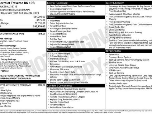 Used 2024 Chevrolet Traverse RS w/ LPO, Floor Liner Package FWD image 9