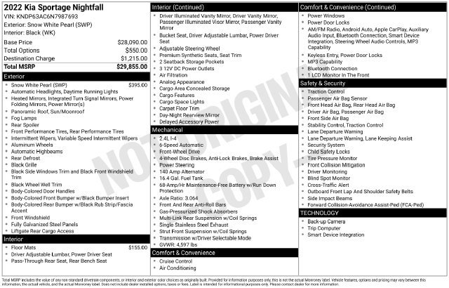Used 2022 Kia Sportage Nightfall Edition FWD image 16