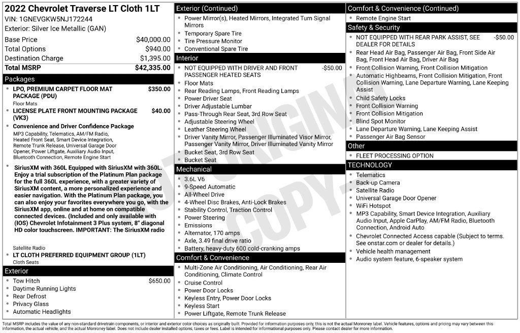 Used 2022 Chevrolet Traverse LT AWD/4WD image 3