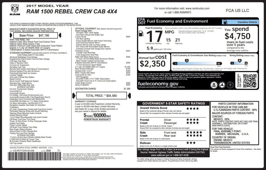 Used 2017 RAM 1500 Rebel w/ Luxury Group AWD/4WD image 8