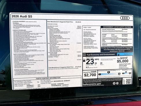 New 2026 Audi S5 Premium Plus AWD/4WD image 16