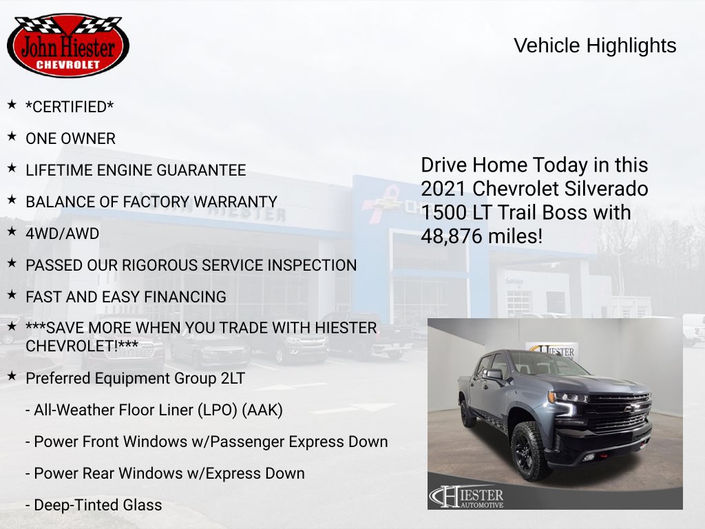 Certified 2021 Chevrolet Silverado 1500 LT Trail Boss w/ Bed Protection Package AWD/4WD image 5