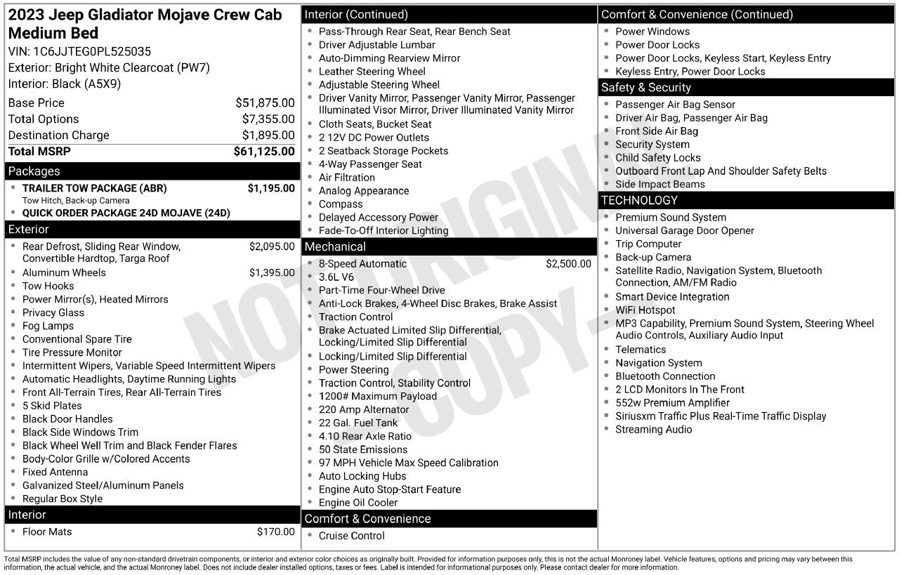 Used 2023 Jeep Gladiator Mojave w/ Trailer Tow Package AWD/4WD image 5