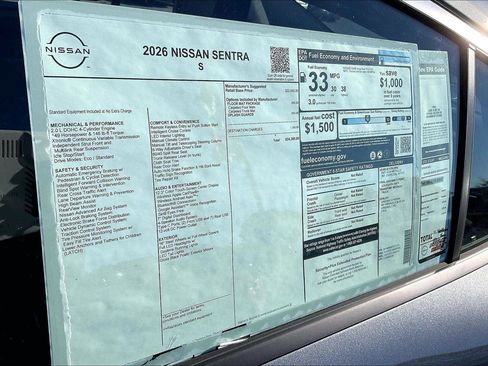 New 2026 Nissan Sentra S w/ Floor Mat Package image 15