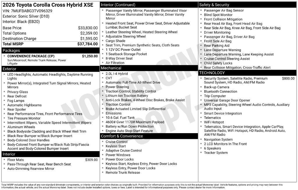 Used 2026 Toyota Corolla Cross AWD Hybrid w/ Convenience Package image 3