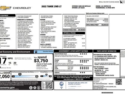 Used 2022 Chevrolet Tahoe LT RWD image 2