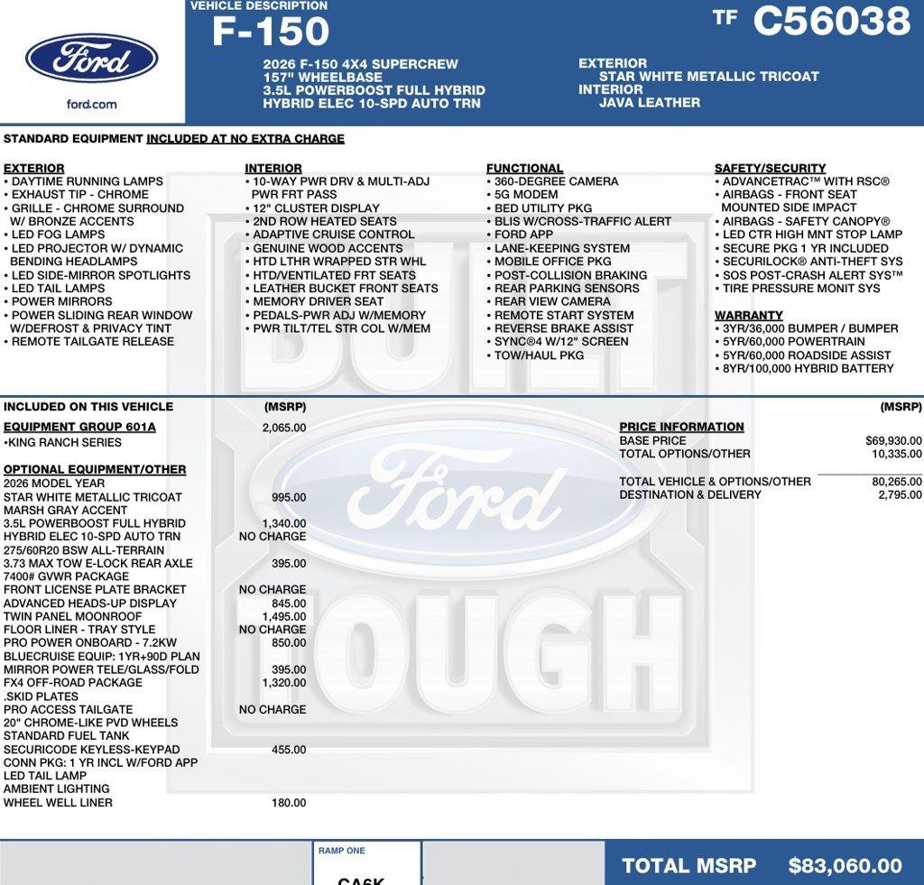 New 2026 Ford F150 King Ranch w/ Equipment Group 601A High AWD/4WD image 2