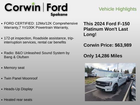 Used 2024 Ford F150 Platinum image 13