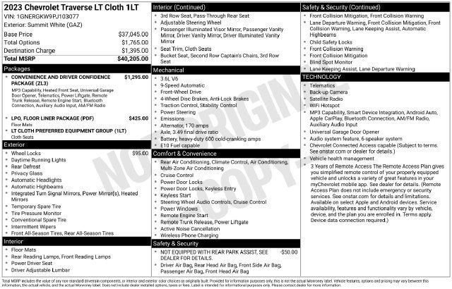 Used 2023 Chevrolet Traverse LT FWD image 6
