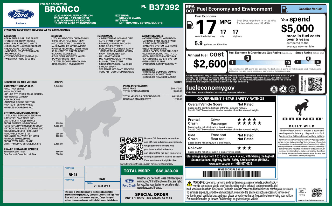 Used 2023 Ford Bronco Wildtrak AWD/4WD image 60