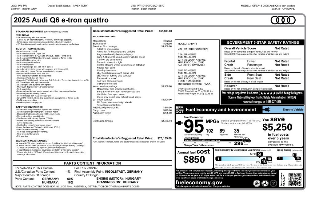 Used 2025 Audi Q6 e-tron Premium Plus w/ Premium Plus AWD/4WD image 8