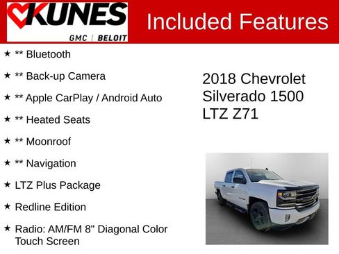 Used 2018 Chevrolet Silverado 1500 LTZ Z71 w/ Redline Edition image 2