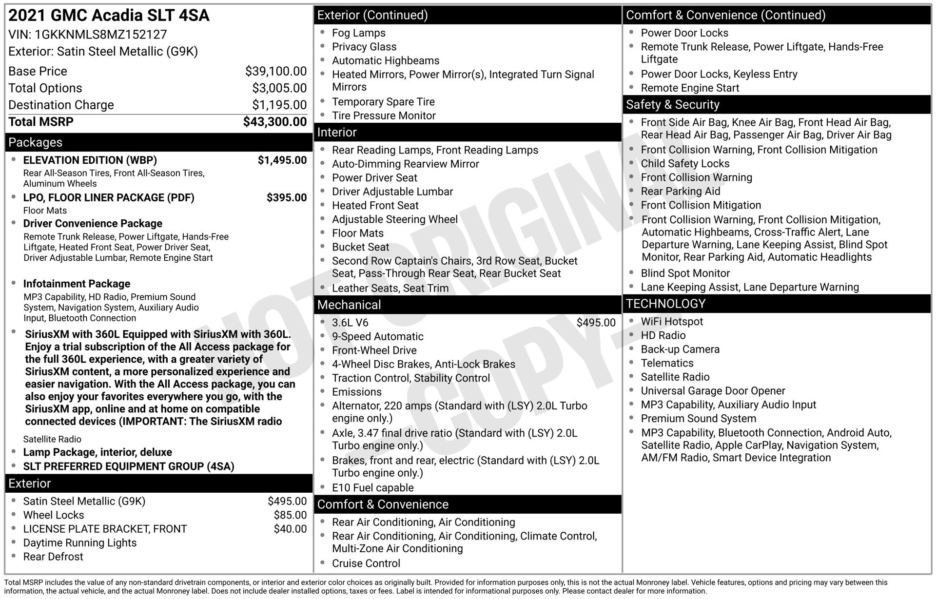 Used 2021 GMC Acadia SLT w/ Elevation Edition FWD image 20