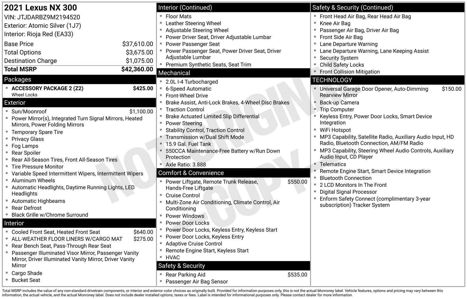 Used 2021 Lexus NX 300 FWD w/ Accessory Package 2 image 11