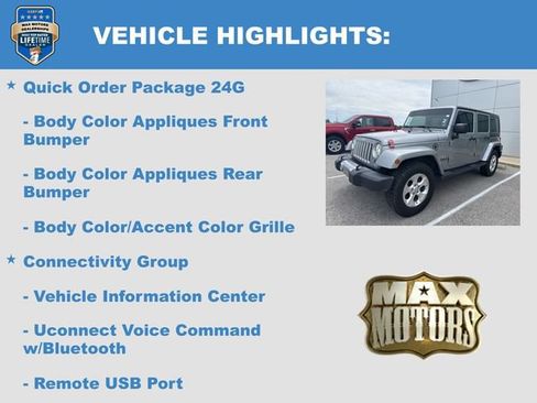 Used 2016 Jeep Wrangler Unlimited Sahara w/ Connectivity Group AWD/4WD image 6