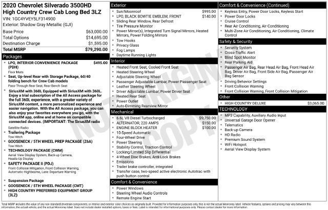 Certified 2020 Chevrolet Silverado 3500 High Country AWD/4WD image 32